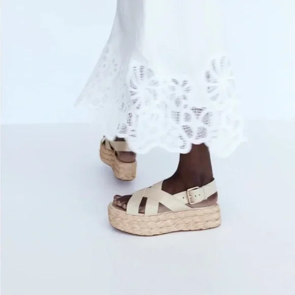 Zara woven leather chunky leather platform sandals - Picture 3 of 6